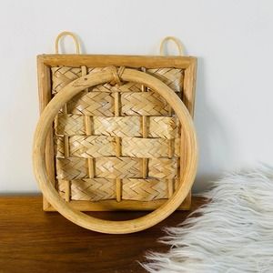 VINTAGE l Rattan Wicker Towel Holder